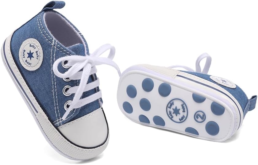 Unisex Baby Girls Boys Canvas High-top Shoes, Newborn Infant Anti-Slip Soft - Image 5
