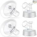 2 Packs 25mm Flange Set, Updated Soft Rim Shield and Wide Mouth Base Connector Pump Parts for Spectra S2 Spectra S1 9 Plus Breastpumps Accessories, 106 Degree Wider Opening Angel