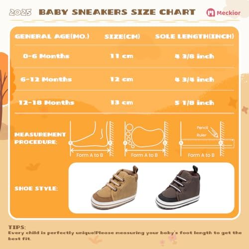 Meckior Toddler Baby Boys Girls High Tops Ankle Sneakers Soft Anti-Slip Sole PU - Image 6