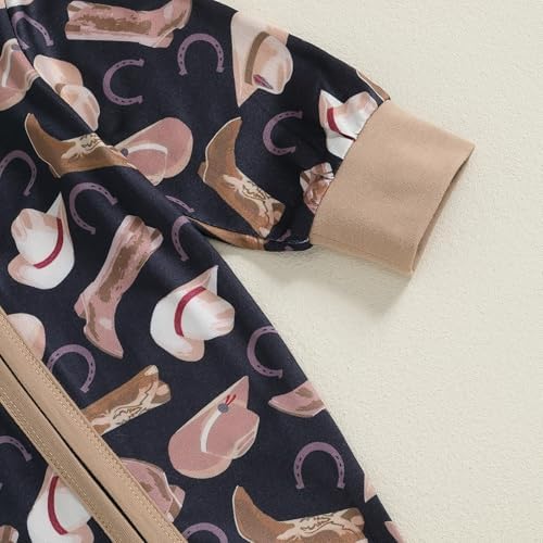 Western Baby Cowboy Clothes Neutral Zipped Fall Romper Outfit - Image 6