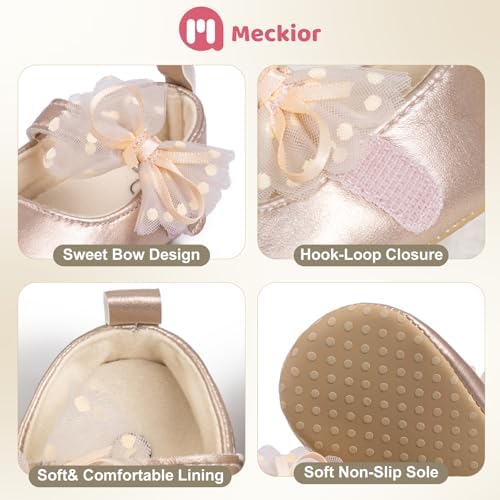 Meckior Infant Baby Girls Soft Sole Bowknot Princess Wedding Dress Mary Jane - Image 5