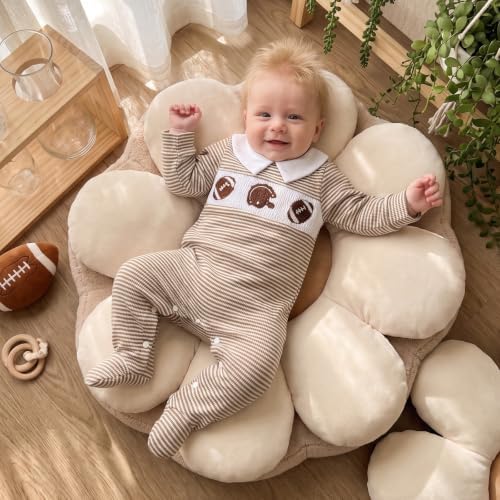 Bagilaanoe Newborn Baby Boy Footie Romper Waffle Knit Outfit Fall Jumpsuit | - Image 3