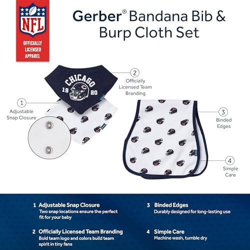 Gerber Baby Nfl Team Bandana Bibs and Burp Cloth Set - Image 5