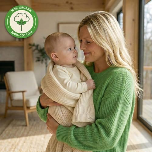 Receiving Blankets, 100% Organic Cotton Knit, Newborn Baby Swaddle | - Image 4