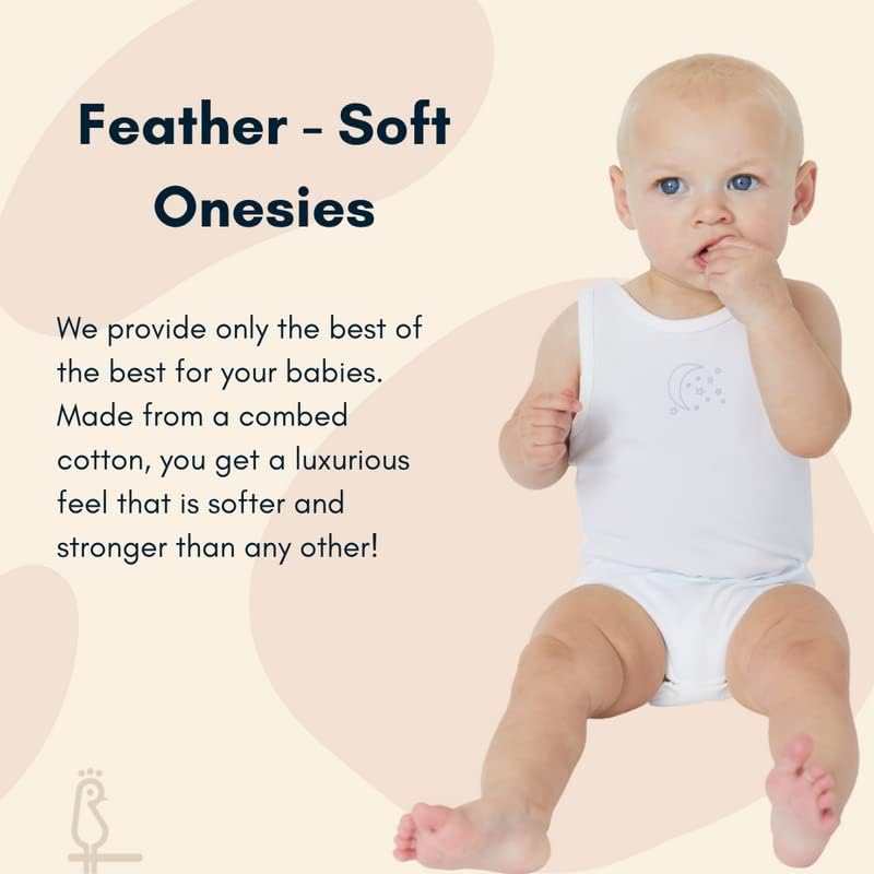 Feathers Baby Soft Cotton One Piece Bodysuit Undershirt, Sizes 3M-36M - Image 2
