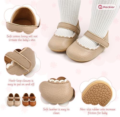 Meckior Infant Baby Girls Soft Sole Bowknot Princess Wedding Dress Mary Jane - Image 5