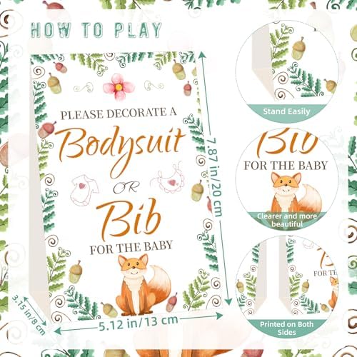 Bibs Bodysuits Baby Shower Game Sign Set Newborn Onesies Feeder Gift Fabric - Image 3