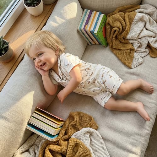 Kuriozud Baby Girl Boy Romper Pajamas Onesie Short Sleeve Button Down Pjs - Image 4