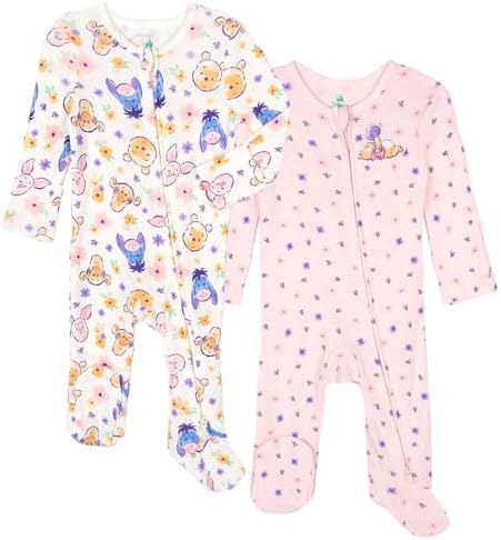 Disney Baby Girls' 2-Pack Footed Sleep N' Play Newborn to Infant by Disney