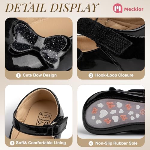 Meckior Infant Baby Girls Soft Sole Bowknot Princess Wedding Dress Mary Jane - Image 5