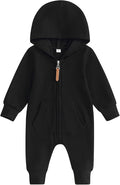 Infant Baby Boy Girl Clothes Solid Hoodie Romper Zip Up Long Sleeve Hooded by DNOMAID+YZARC