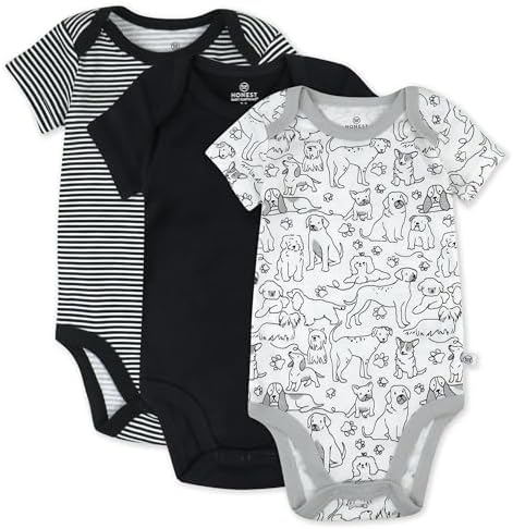 HonestBaby unisex-baby 3-pack Short Sleeve Bodysuits One-piece 100% Organic by HonestBaby