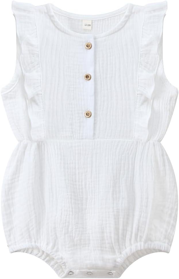 Baby Girl Bubble Romper Muslin Cotton Newborn Summer Clothes, 0-18M | Baby by WATOCHE
