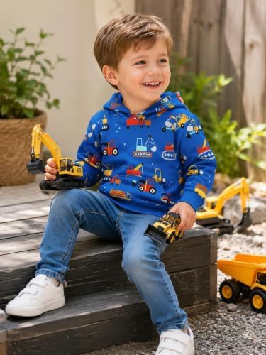 RETSUGO Baby Boys Dinosaurs Hoodie Boy Girls Truck Pullover - Image 3