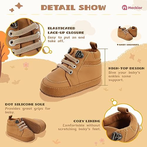 Meckior Toddler Baby Boys Girls High Tops Ankle Sneakers Soft Anti-Slip Sole PU - Image 5