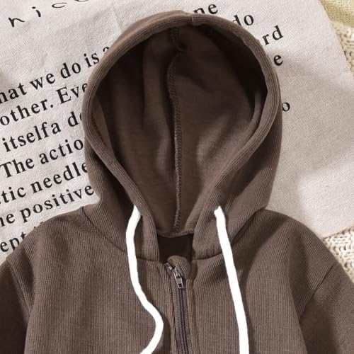 Unutiylo Unisex Baby Boys Girls Long Sleeve Infant Baby Zipper Hooded Jumpsuits - Image 5