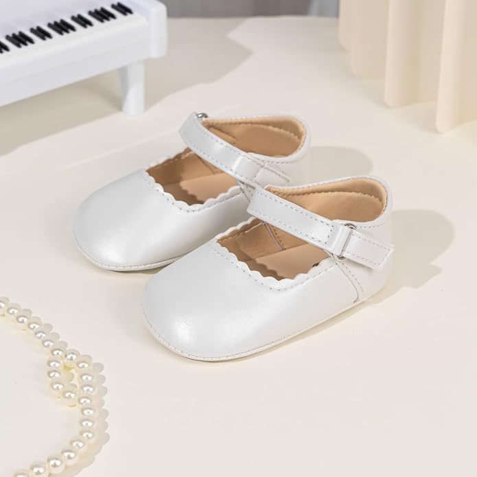 Meckior Infant Baby Girls Soft Sole Bowknot Princess Wedding Dress Mary Jane - Image 2