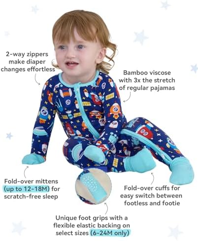 babee Reshinee Bamboo Viscose Baby Footie Pajama, Zipper Sleeper Boys Girls - Image 3