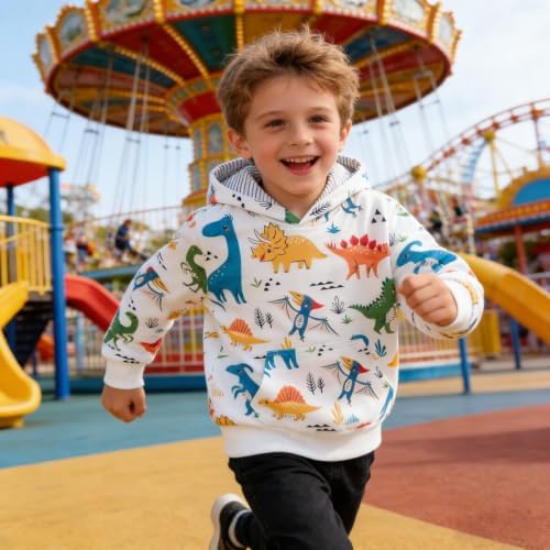 RETSUGO Baby Boys Dinosaurs Hoodie Boy Girls Truck Pullover - Image 4
