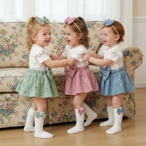 Giraropa Newborn Baby Girl Clothes Smocked Bubble Romper Dress + Socks + - Image 3
