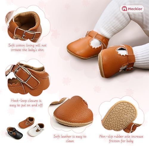 Meckior Infant Baby Girls Soft Sole Bowknot Princess Wedding Dress Mary Jane - Image 5