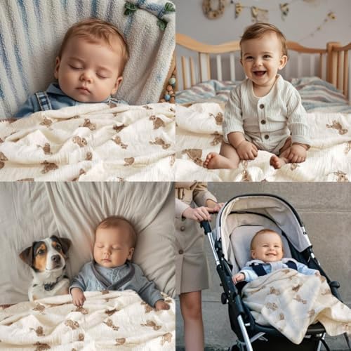 Baby Blanket Double Layer Cotton Muslin Thick Quilt Neutral 40x40Inch Soft - Image 5
