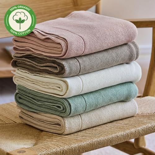 Receiving Blankets, 100% Organic Cotton Knit, Newborn Baby Swaddle | - Image 5