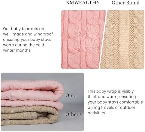 XMWEALTHY Unisex Infant Swaddle Blankets Soft Thick Fleece Knit Baby Girls Boys - Image 5