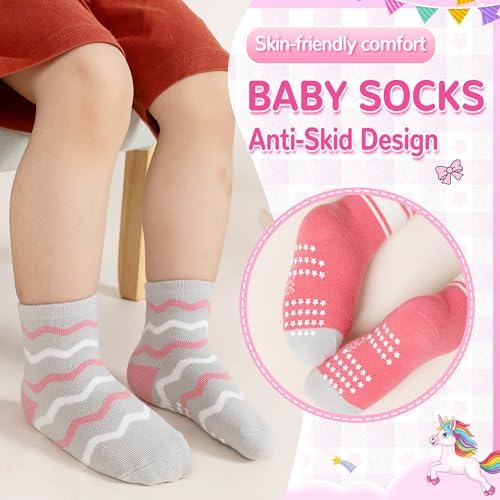 Toddler Non Slip Grips Socks Kids Anti Skid Baby Boys Girls Cotton Crew Socks - Image 3