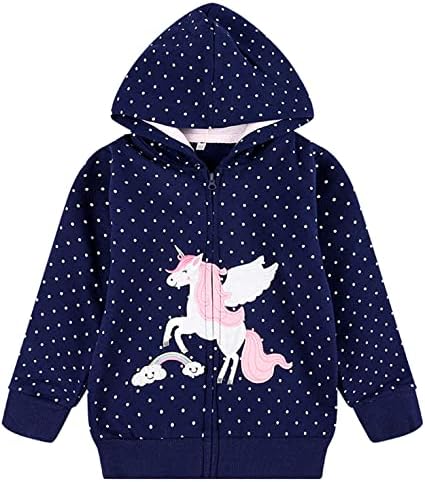Baby Girl Zip-up Jacket Rainbow Unicorn Cotton Hoodie Sweatshirt Toddler Fall by Popshion