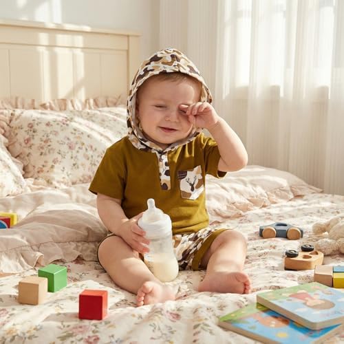 Toddler Baby Boy Hooded Dinosaur Summer Outfit Funny T-Shirt Shorts Set - Image 2