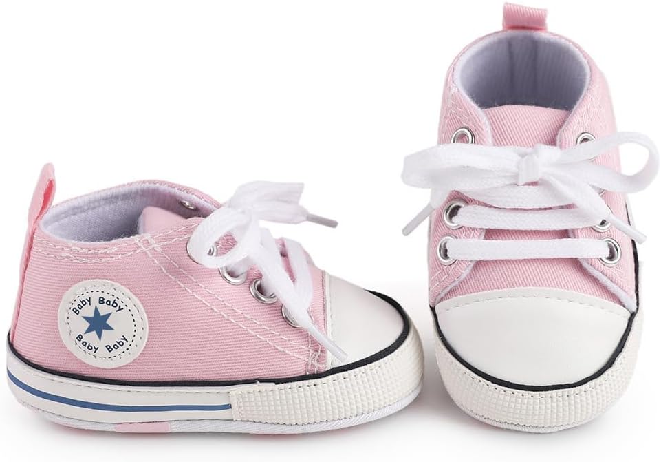 Unisex Baby Girls Boys Canvas High-top Shoes, Newborn Infant Anti-Slip Soft - Image 2