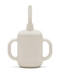 Lalo Little Cup, Non-Toxic Silicone Straw Cup with Handles - Baby and Toddler Sippy Cup - Mini Cup and Straw Training System, 4oz, Oatmeal