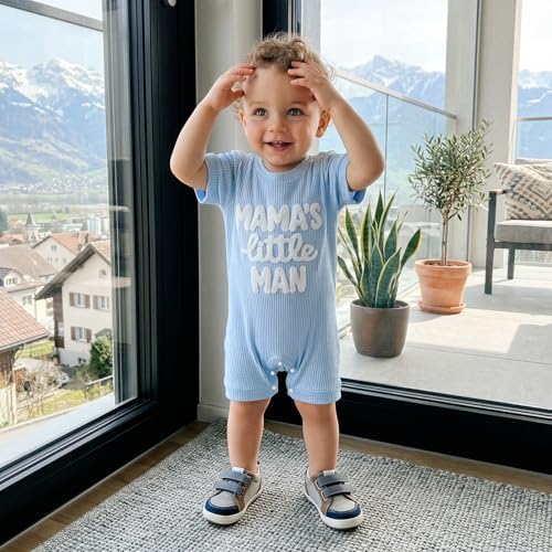 allshope Newborn Baby Boy Summer Outfit Romper Letter Embroidery Short Sleeve - Image 2