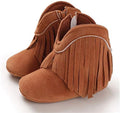 Timatego Baby Girl Cowboy Tassel Boots Side Zipper Non Slip Stay On Booties by TIMATEGO