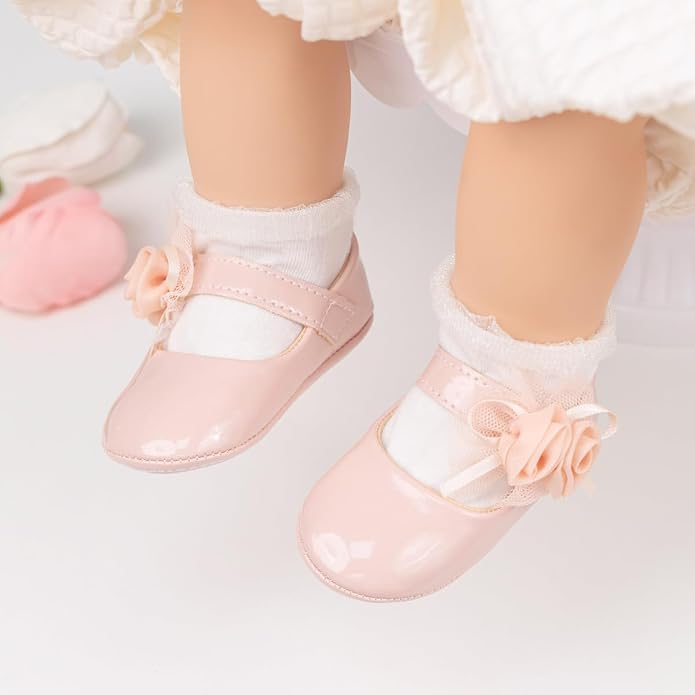 Meckior Infant Baby Girls Soft Sole Bowknot Princess Wedding Dress Mary Jane - Image 2