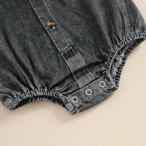 Baby Girl Denim Outfit Button Romper Jean Jumpsuit Shorts Overalls Toddler - Image 6