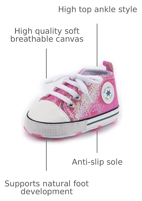 Unisex Baby Girls Boys Canvas High-top Shoes, Newborn Infant Anti-Slip Soft - Image 3