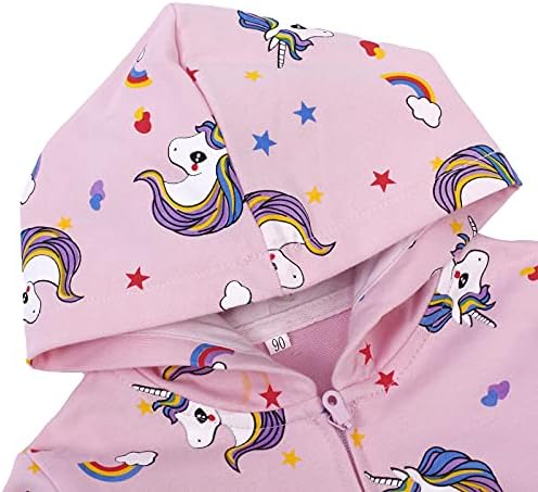 Baby Girl Zip-up Jacket Rainbow Unicorn Cotton Hoodie Sweatshirt Toddler Fall - Image 4