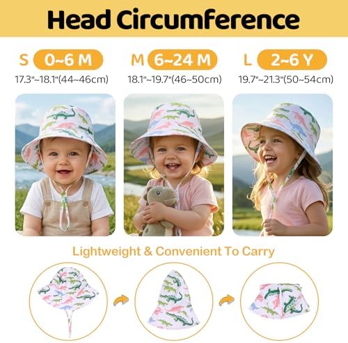 Toddler Bucket Hats UPF 50+ Baby Sun Hat Adjustable Kids Sun Protection Summer - Image 6