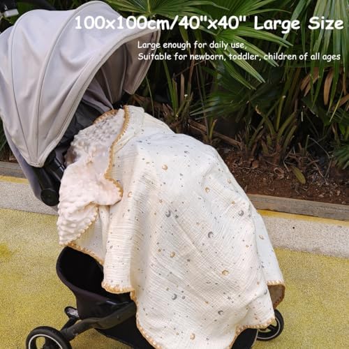 Baby Neutral Muslin Thick Blanket Double Layer Soft Crib Bedding 40x40 inch - Image 4