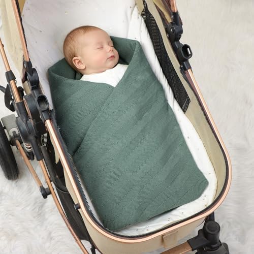Avibae Knitted Baby Throw Blanket, Solid Color Swaddling Receiving Blanket - Image 7