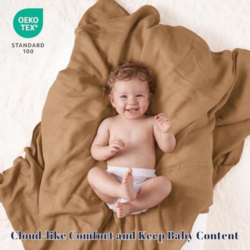 PHF Muslin Swaddle Blankets for Newborn, Large 47x 47 Inches 4 Pack Organic - Image 5