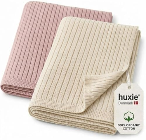 Receiving Blankets, 100% Organic Cotton Knit, Newborn Baby Swaddle | by huxie