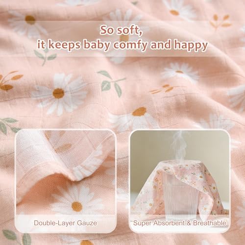 Baby Swaddle Blankets, Bamboo Muslin Receiving Blanket | 4-Pack, Lightweight & - Image 3
