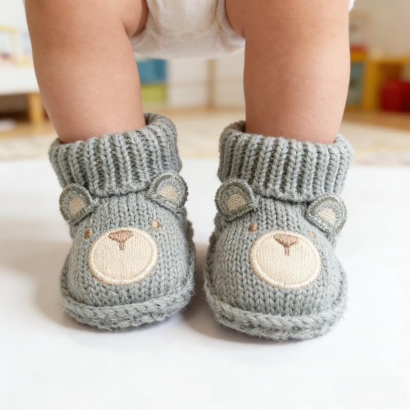 2 pairs Cute Knit Animal Baby Booties - Image 3