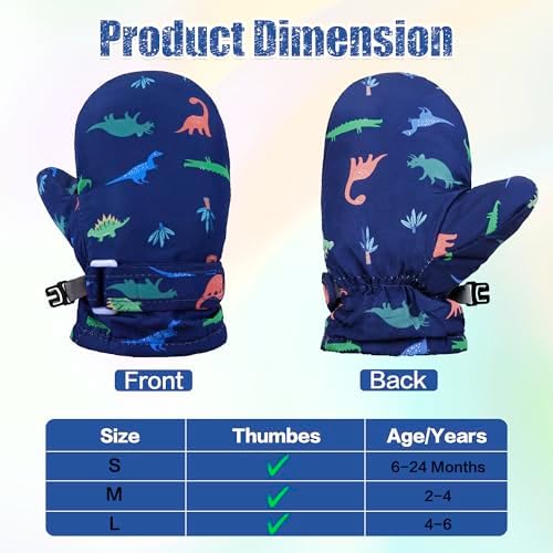 Toddler Mittens Lined Fleece Snow Gloves - Image 4
