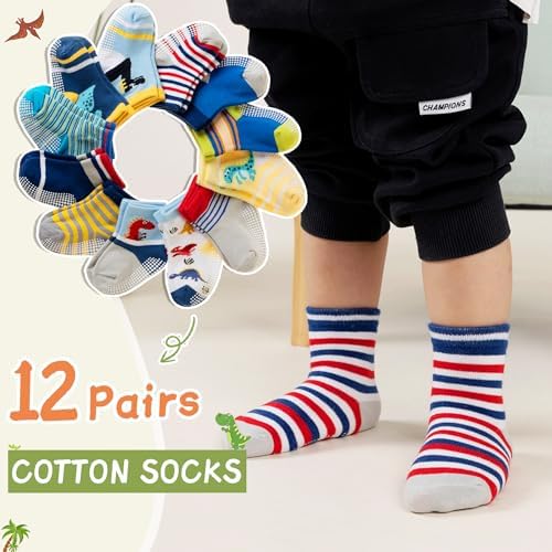 Toddler Non Slip Grips Socks Kids Anti Skid Baby Boys Girls Cotton Crew Socks - Image 5