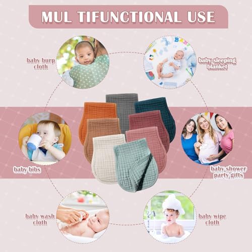 Frienda 8 Pack Muslin Burp Cloths - Image 4