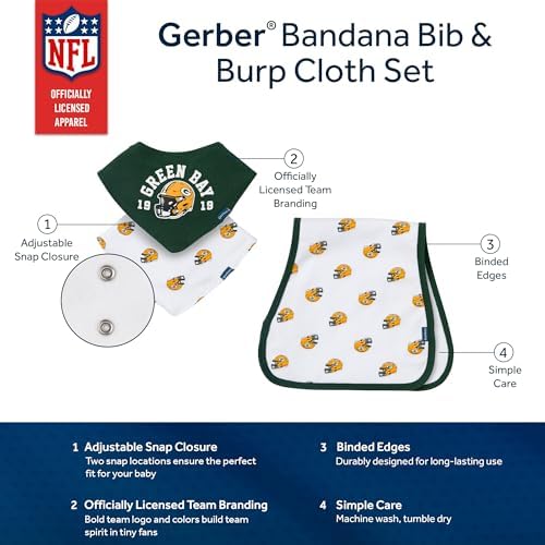 Gerber Baby Nfl Team Bandana Bibs and Burp Cloth Set - Image 5